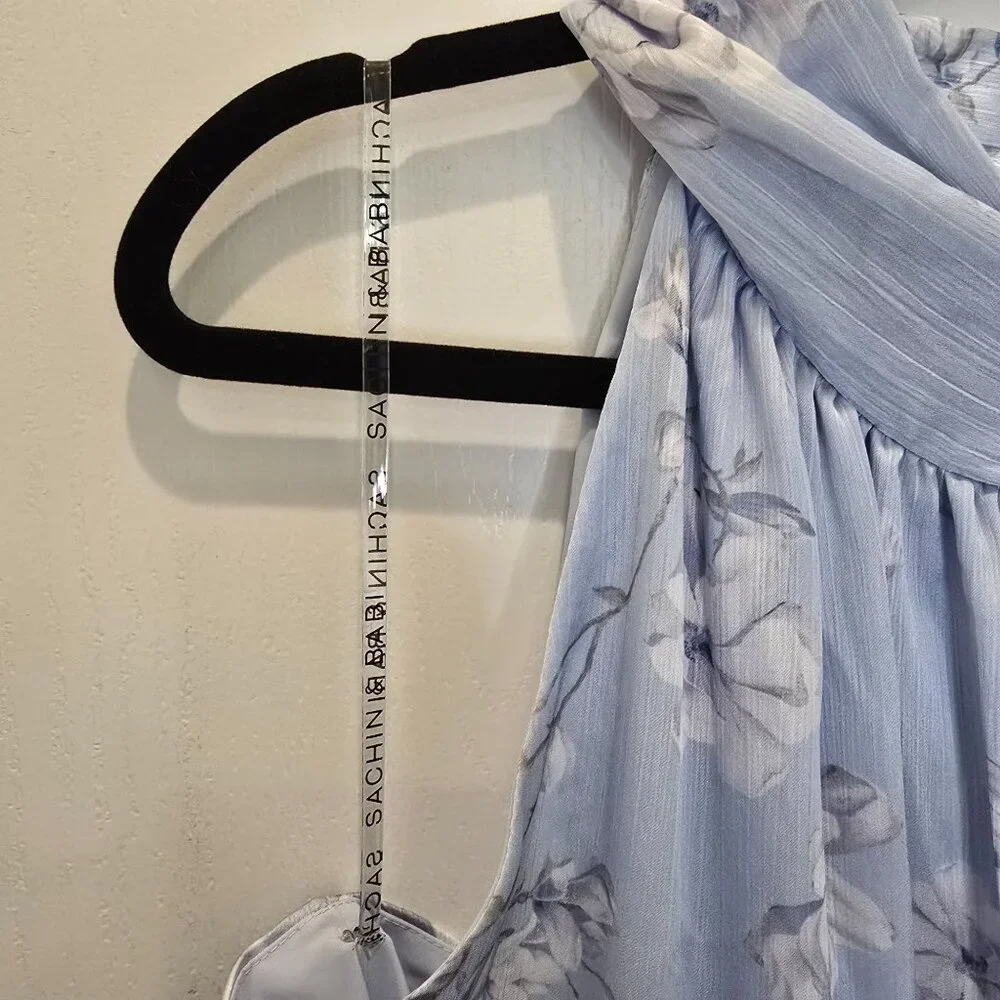 NWT Sachin & Babi Kayla Halter Wildflowers Blue Floral Sleeveless Holiday Dress - Picture 7 of 14